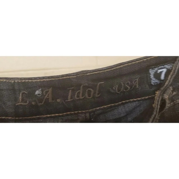 LA Idol Black Fancy Junior Flare Jeans Rhinestones - Picture 8 of 10